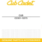 Cub Cadet 951-10375 Fuel Vent Fitting Sz Tank 48 54 60 Volunteer Wt. Fixed Price $68.09.